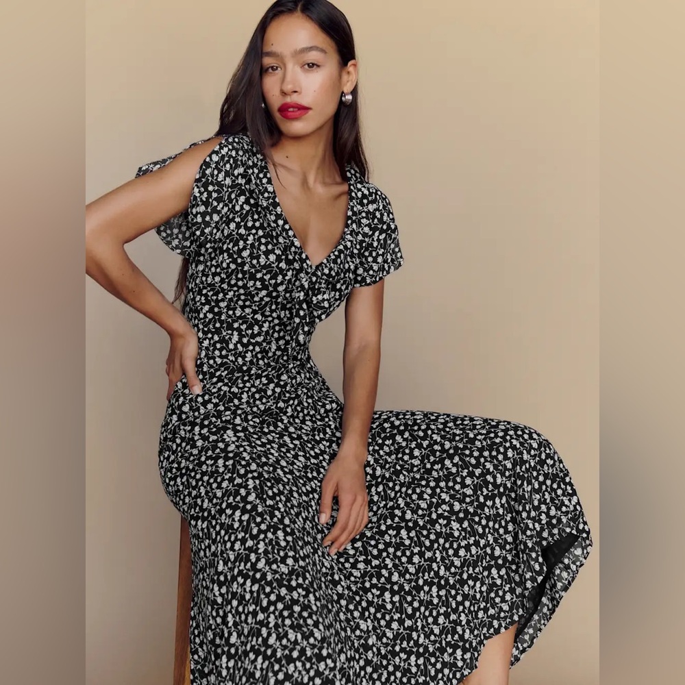 Reformation Talleen Dress Black - Size 4